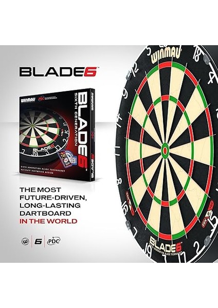 Darts Blade 6 Professional Bristle Dartboard With Official Tournament Specifications | Endorsed By The Pdc indirimleri