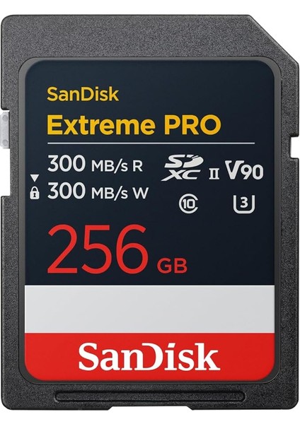 Extreme Pro 256 GB Sdxc Uhs-Iı Kart, 300 Mb/sn'ye Kadar Okuma Hızı ve Yazma Hızı, V90, 8 K Kartın Profesyonel Performans Verileri 8k Videoların Kaydedilmesini Sağlar