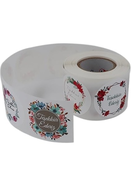 Etiketler , Hazır Al Hızlı Al Teşekkür Ederiz Etiketi 5 Farklı Çiçek Deseni 50MM Çap Ruloda 500 Adet Kendinden Yapışkanlı Rulo Etiket, Pp Opak E-Ticaret indirimleri