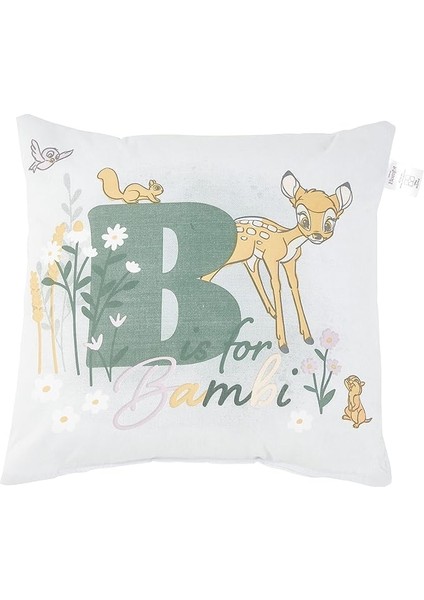 Disney Bambi Lisanslı Karakter BASKILI%100 Pamuk Kırlent, Çok Renkli, 40X40 cm