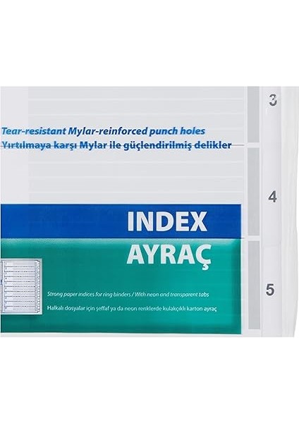 Karton Ayrac 1-5 Rakam A4 modelleri