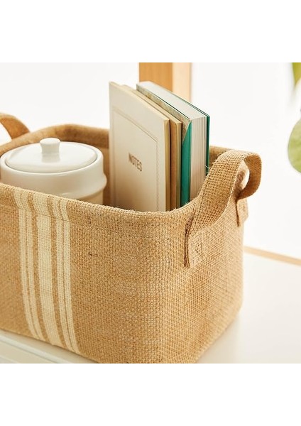 Home Textile Çizgili Jüt Sepet 24 x 17 x 14 cm indirimleri