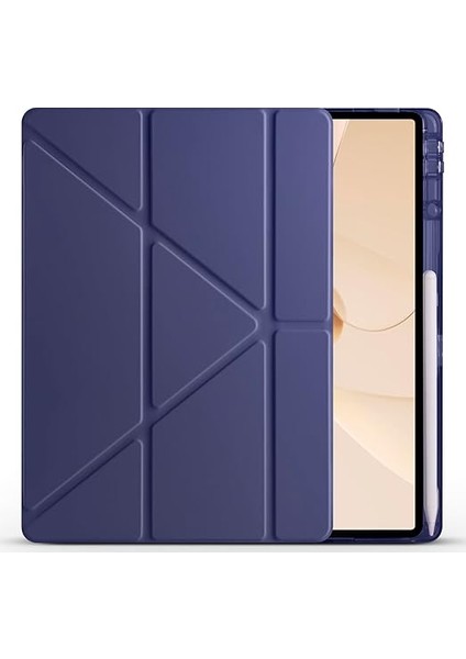 Huawei ile Uyumlu Matepad 12X Kılıf Zore Tri Folding Kalem Bölmeli Standlı Kılıf Lacivert fiyatları