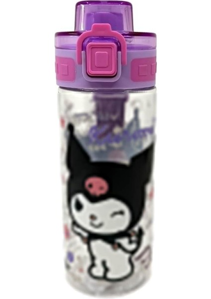 500ML Kuromi Temalı Lisanslı Rahat Içim Ağızlıklı Askılı Kilitlenebilir Su Matarası