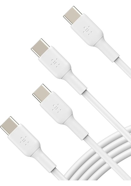 Usb-C - Usb-C Kablosu (1m/3.3ft), iPhone 15, iPhone 15 Pro, iPhone 15 Pro Max, iPhone 15 Plus, Galaxy S23, S22, Not, Piksel, iPad Pro, Usb-C Kablosu Için Usb-C Hızlı Şarj Kablosu - Beyaz (2'li