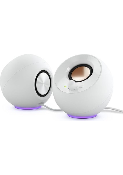 Pebble Se Hoparlör 2.0 Minimalist Pc Hoparlör, Usb-C Rgb Aydınlatmalı, 3,5 mm Aux Girişi, Bilgisayarlar ve Dizüstü Bilgisayarlar Için 4,4 W'a Kadar Rms'ye Kadar Güç (Beyaz)