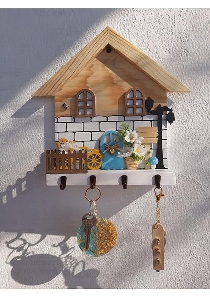 Papatya Temalı Raf - Raflı Anahtarlık Askısı - Hediye - Duvar Dekorasyon Beyaz 50 x 110 fiyatları