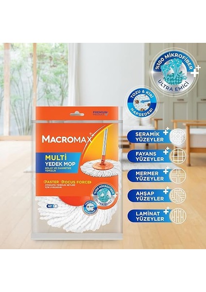 Yedek Mop Başlık, Faster ve Focus Otomatik Döner Temizlik Setleri Ile Uyumlu Paspas fiyatları