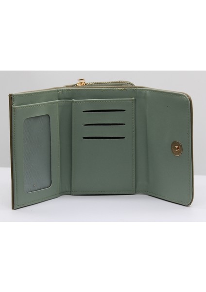 Haki Bozuk Para Gözlü Bol Kartlıklı Mini Kadın Cüzdanı 004