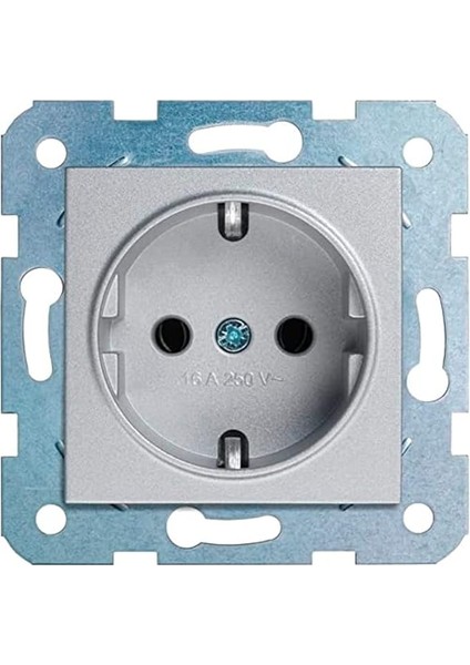 Novella Gümüş Toprakli Priz Çarpma Karşıtı Çocuk Korumalı Mekanizma+Düğme Kapak Çabuk Bağlanti