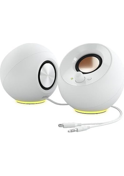Pebble Se Hoparlör 2.0 Minimalist Pc Hoparlör, Usb-C Rgb Aydınlatmalı, 3,5 mm Aux Girişi, Bilgisayarlar ve Dizüstü Bilgisayarlar Için 4,4 W'a Kadar Rms'ye Kadar Güç (Beyaz) fırsatları