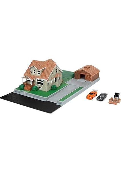 Toys Hızlı ve Öfkeli Nano Hollywood Rides Dom Toretto'nun Evini Sergileyen Diorama, Iki Adet 1,65" Döküm Araba, Çocuklar ve Yetişkinler Için Oyuncaklar (33668) fiyatları