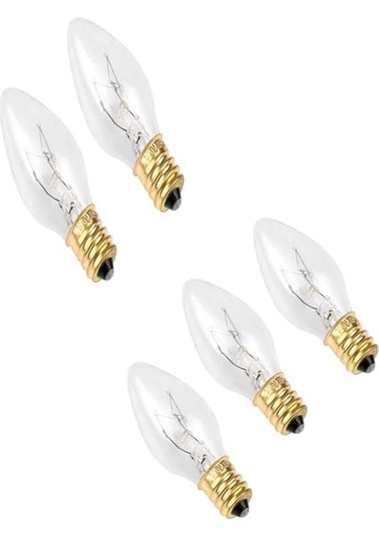 C7 10W Şeffaf Tuz Lambası Ampulu - Gece Lambası (5 Adet) Şeffaf Parfüm Ampul E14 Duy