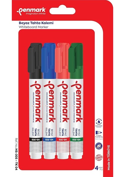 Beyaz Tahta Kalemi 4'lü Vakumlu Blister