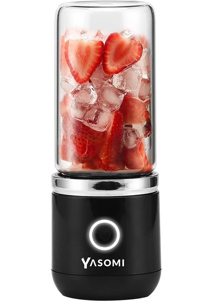 Taşınabilir Kablosuz Şarjlı Cam Smoothie El Blenderi Siyah (Yasomi Türkiye Garantili)