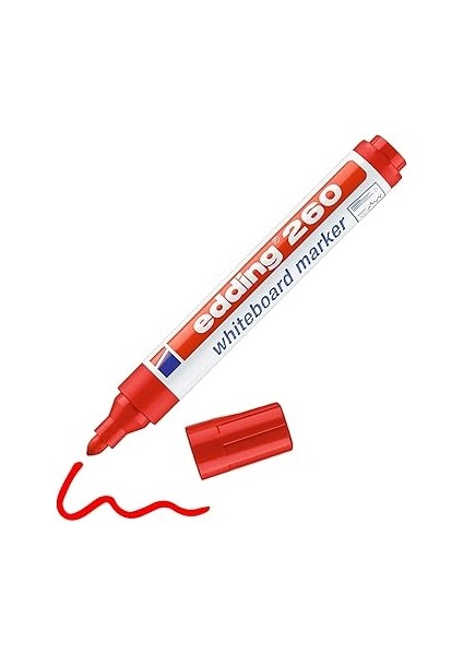 260 Beyaz Yazı Tahtası Kalemi, Kırmızı, 4'lü Set, Yuvarlak Uç 1,5-3 mm modelleri