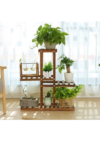 Kahveri Saksı Standı Bahçe Saksılık Çiçek Rafı Ahşap Saksılık