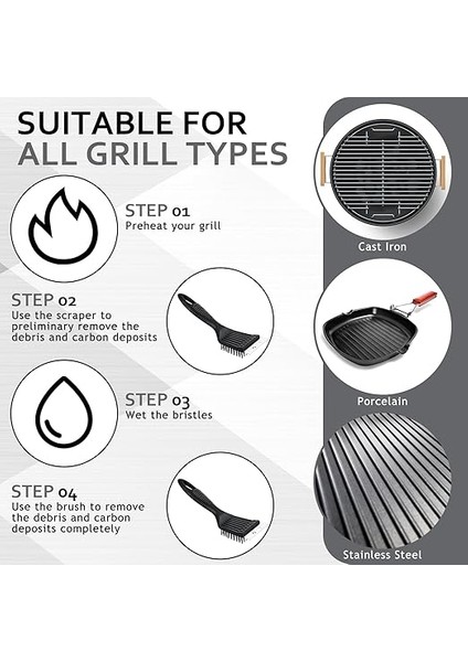 6 Adet 8 Inç Izgara Fırçası Hurda Siyah Izgara Fırçalama Fırçası Paslanmaz Çelik Tel Izgara Temizleyici Fırça Barbekü Temizleyici Aksesuarları Kapalı Açık Izgara Kaldırmak Yağ Yanmış Gıda fırsatları