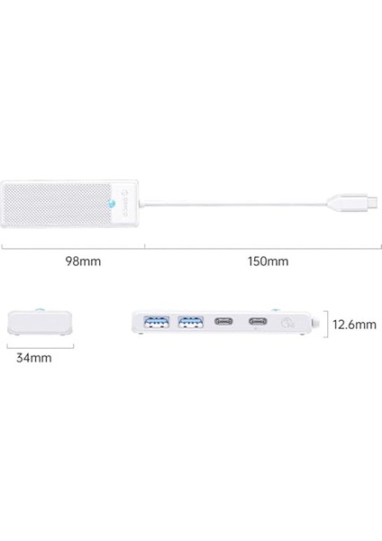 4 Portlu Type-C To USB 3.0 / Type-C Pd 100W Yüksek Hızlı 5gbps Hub Çoklayıcı Beyaz indirimleri