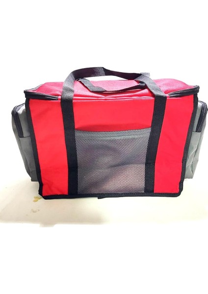 Yalıtımlı Piknik Soğutucu Çanta, Yan Cepli, Taşıma Askılı, Orta Boy, (Kırmızı-Gri) indirimleri