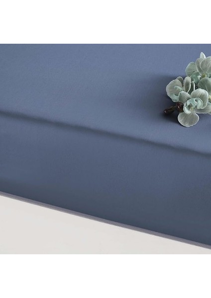 Mix&amp;match Pamuk Saten Indigo Queen Size Lastikli Çarşaf