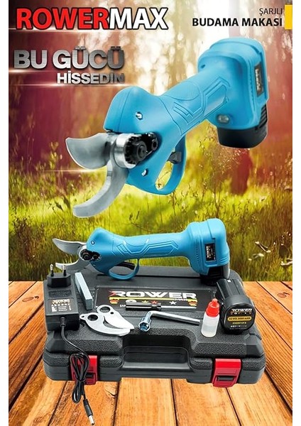 Rowermax Alman Çift Akülü Budama Makası 32VFX 3000MAH Yedek Makaslı 30MM Dal Budama Makası fiyatları