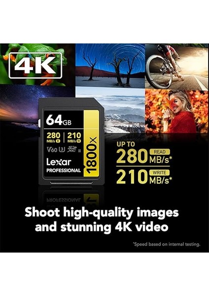 Gold Serisi Profesyonel 1800X 64GB Uhs-Iı Sdxc Hafıza Kartı fırsatları