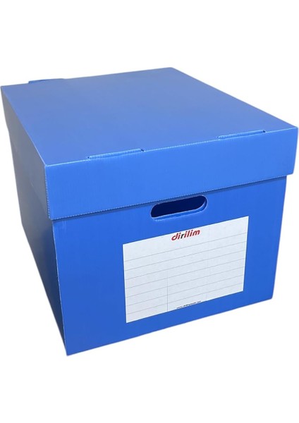 Plastik Arşiv Kutusu 41X35X30H Geniş 5 Klasör Kapasiteli Mavi Renkli Oluklu Plastik Arşiv ve Taşıma Kutusu Sağlam ve Suya Dayanıklı Corrugated Plastic Sheets Ofis Kutusu Office Box (10)