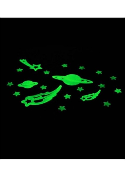 Sticker Karanlıkta Parlayan Fosforlu Ay ve Yıldız Tasarımlı Dekoratif (36 Adet Gezegen Yıldız) indirimleri
