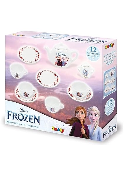 310538, Frozen Oyuncak Porselen Çay Seti, Fincan, Tabak, Çaydanlık, 12 Parça, Lisanslı, Frozen Porcelain Tea Set modelleri