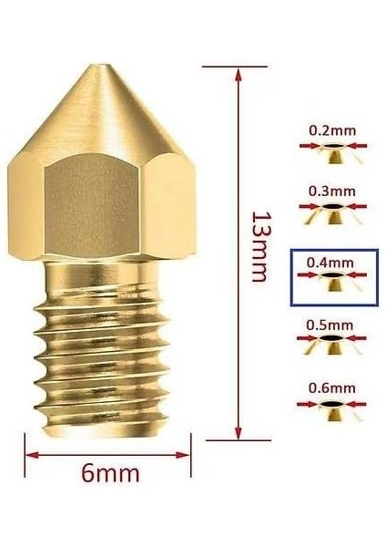 3D Yazıcı Mk8 Extruder Nozzle 0.4mm 1.75MM modelleri