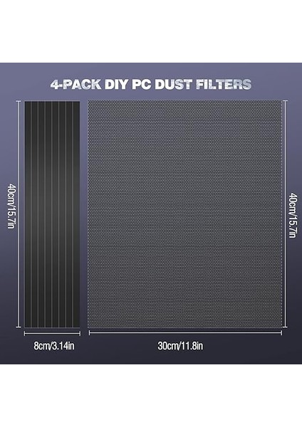 400X300MM Dıy Pc Case Dust Mesh Filter, [4 Pack] Pvc Dustproof Magnetic Dust Filter Cover, Pc Mesh Grill With Magnetic Frame Strip Computer Cooler Fan Dust Filter For Computer Pc Case, Black fırsatları