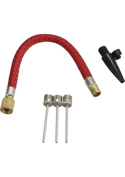 5'li Pompa Iğne Seti, Top Şişirme Ucu, Esnek Hortum Adaptörlü, Futbol Basketbol Voleybol Topu Pompa Iğneleri, Yatak Bot Balon Bisiklet Şişirme Aparatı, Dayanıklı Metal Iğne ve Plastik Uç