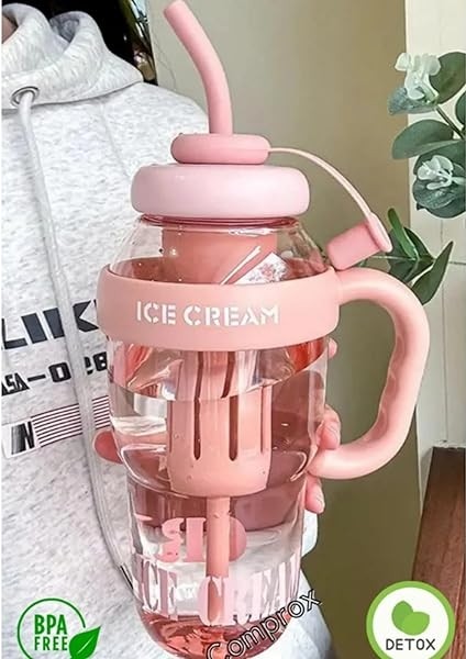 1300 ml Bpa Free Detoks Su Şişesi – Filtreli, Pipetli &amp; Saplı Spor Matara, Ice Bottle Suluk, Çay – Meyve – Buz Filtreli, Seyahat &amp; Okul Için Uygun (Bej) modelleri