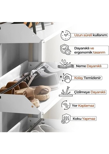 Beyaz Kilitli Metal Ayakkabılık - Ölçü Seçeneği Mac4-4 Kapaklı - 50X15X136 H indirimleri