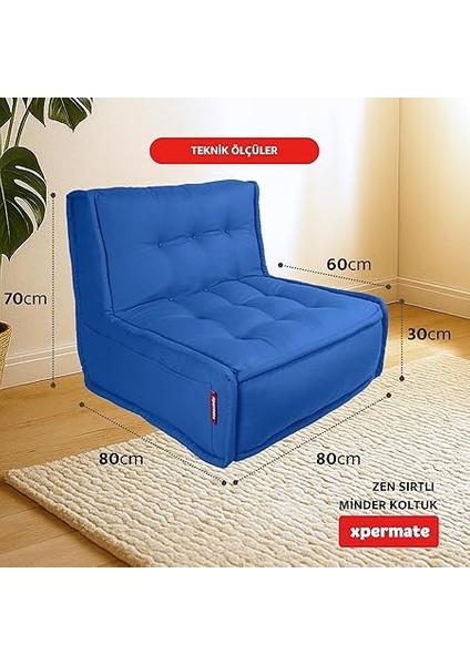 Zen Sırtlı Minder Koltuk Iskandinav Tarzı Ergonomik Yer Koltuğu Sırtlıklı Oturma Minderi 80X60X30 (Mavi) fiyatları