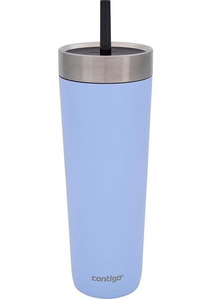 Unisex Adult No-Spill Tumbler Yalıtımlı Su Şişesi, Pipetli, Mavi, 720 ml
