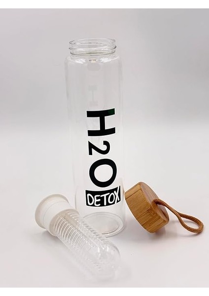 Home Detox Bambu Kapaklı Cam Matara 1000 ml –,ısıya Dayanıklı, Borosilikat Cam, Doğal, Çevre Dostu, Sağlıklı Su Şişesi,buzdolabı Suluk Suluğu (Detox) modelleri