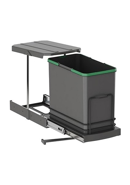 Tls. Raylı Plastik Gövde Çöp Kovası 24 Lt.-Antrasit Gri Tek Ebat Zsx S-2571-A