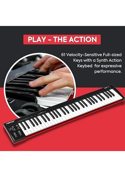 SE61 USB Mıdı Controller Klavye, Nektar Daw Entegrasyonlu, Siyah, 61 Tuş indirimleri