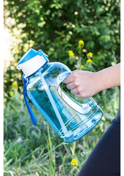 161643-003 Bpa Free Kulplu Pipetli Motivasyon Sporcu Su Matarası Suluk Gym Matara 2,5lt Su Şişesi