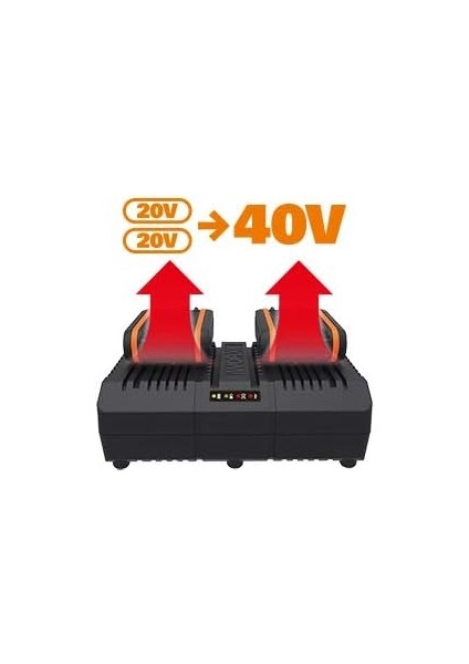 40 V Akülü Zincirli Testere WG384E, 2 x 2,0 Ah, Powershare, Fırçasız Motor, Aletsiz Zincir Germe Sistemi, Hızlı Durdurma Zincir Freni, Çift Şarj Cihazı, 35 cm Çubuk Uzunluğu, 2 x 18 V fırsatları