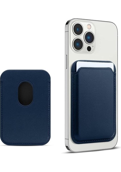 Yüksek Manyetikli Kartlık Magsafe Uyumlu Deri Cüzdan, iPhone 15 14 13 12 Pro/pro Max/plus Mag Safe Kılıf Case Uyumlu, iphone Arkası Için Manyetik Kartlık 15/14/13/12 Seri (Lacivert)