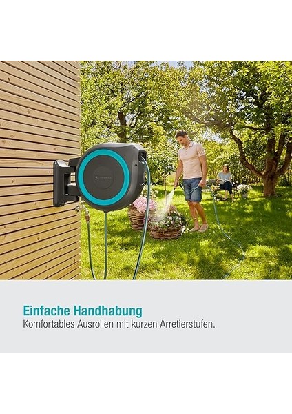 Duvar Hortum Kutusu Rollup Xl (Turkuaz) 35 M: Büyük Bahçeler Için Esnek Sulama, Döner Hortum Kutusu, Dahil. 35 M Gardena Kalite Hortum ve Montaj Yardımcısı (18630-20) fırsatları