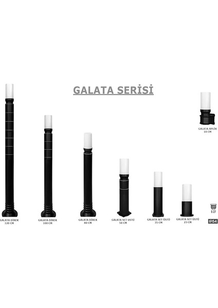 Geldi Bahçe Lambası Galata 50 cm Set Üstü Direk Zita Bahçe Aydınlatması 220V E27 IP54 indirimleri