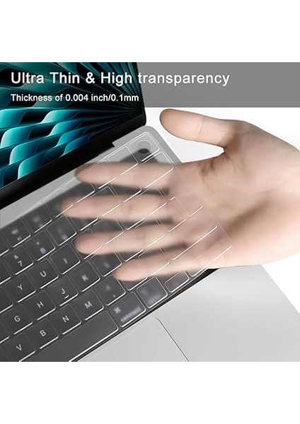 MacBook Air 13/15 Inç M4 Çip A3240 A3241 Için Klavye Kapağı Cilt Dokunmatik Kimlik Tpu Koruyucu Aksesuarlar Ingiltere/ab Düzeni (Mat Tpu) modelleri