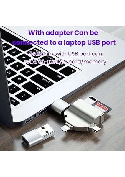 USB Otg Kart Okuyucu Micro USB Type-C ve Lightning Uçlu Telefon Pc Bilgisayar ve Notebook Uyumlu Mikro Sd Kart Okuyucu ZR591 modelleri