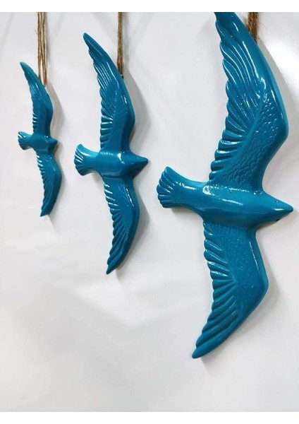 3' Lü Turkuaz Kuş Duvar Süsü