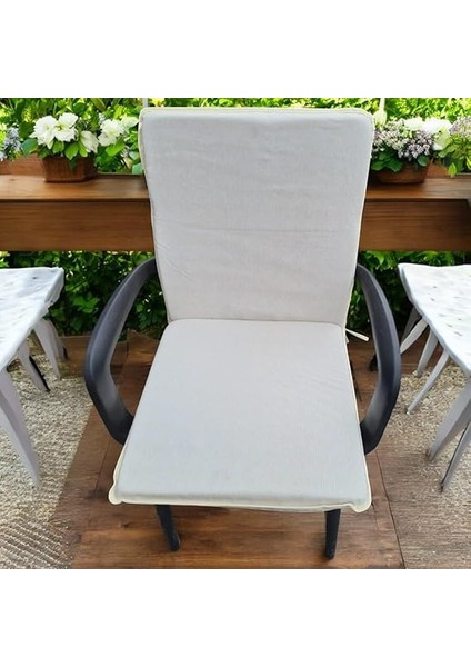 Arkalıklı Sandalye Minderi 4lü 4cm Süngerli Krem indirimleri