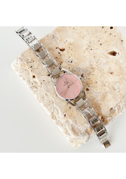 Minho Gümüş Saat Pembe